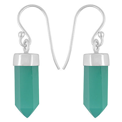 Alluring Green Onyx Pencil Shape 925 Sterling Solid Silver Dangle Earrings - R1501904-37