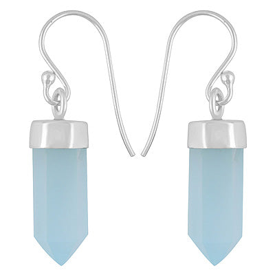 Alluring Aqua Chalcedony Pencil Shape 925 Sterling Solid Silver Dangle Earrings - R1501904-39