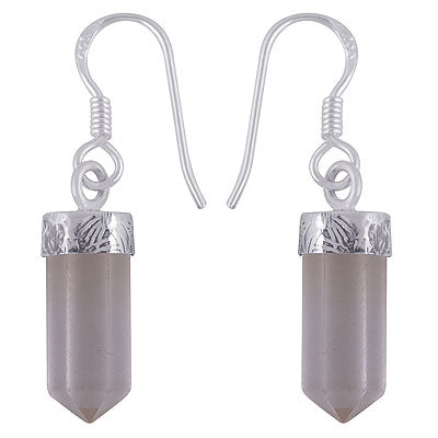 Stunning Gemstone Around Crystal Pencil Shape 925 Sterling Solid Silver Dangle Earrings - R1501906-16