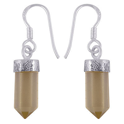 Stunning Gemstone Around Lemon Topaz Pencil Shape 925 Sterling Solid Silver Dangle Earrings - R1501906-5