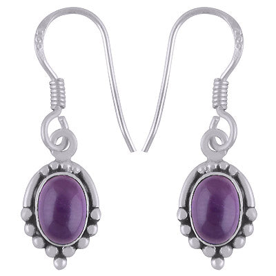 Gorgeous Rawa Work Pattern Around Amethyst Oval Shape 925 Sterling Solid Silver Dangle Earrings - R1501912-51