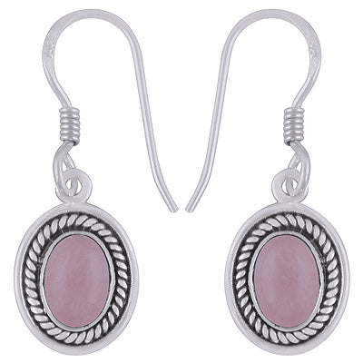 Stunning Twisted Wire Work Around Rose Quartz Oval Shape 925 Sterling Solid Silver Dangle Earrings - R1501914-14