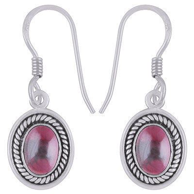 Stunning Twisted Wire Work Around Garnet Oval Shape 925 Sterling Solid Silver Dangle Earrings - R1501914-2