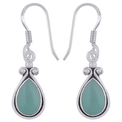 Gorgeous Handcrafted Work Around Aqua Chalcedony Pear Shape 925 Sterling Solid Silver Dangle Earrings - R1501924-13