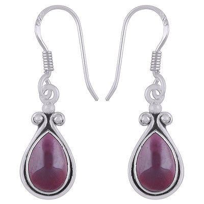 Gorgeous Handcrafted Work Around Garnet Pear Shape 925 Sterling Solid Silver Dangle Earrings - R1501924-2
