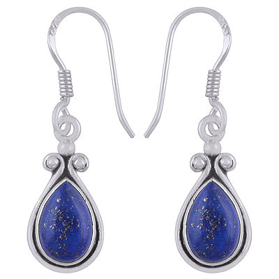 Gorgeous Handcrafted Work Around Lapis Pear Shape 925 Sterling Solid Silver Dangle Earrings - R1501924-6