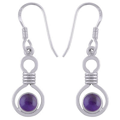 Gorgeous Handcrafted Work Around Amethyst Round Shape 925 Sterling Solid Silver Dangle Earrings - R1501931-1