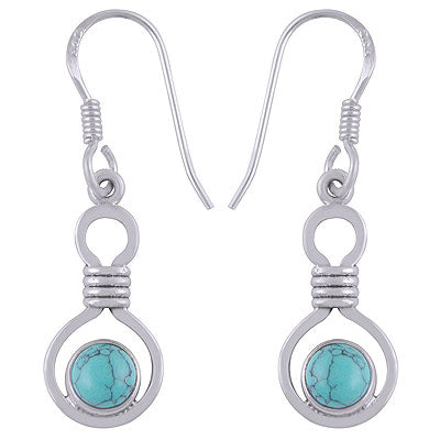 Gorgeous Handcrafted Work Around Turquoise Round Shape 925 Sterling Solid Silver Dangle Earrings - R1501931-3