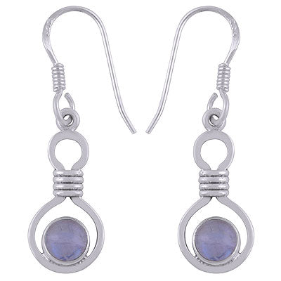 Gorgeous Handcrafted Work Around Rainbow Moonstone Round Shape 925 Sterling Solid Silver Dangle Earrings - R1501931-4