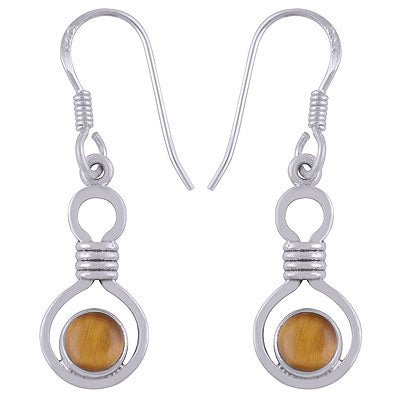 Gorgeous Handcrafted Work Around Tiger's Eye Round Shape 925 Sterling Solid Silver Dangle Earrings - R1501931-8