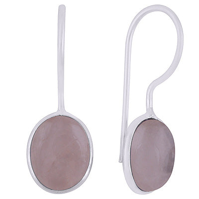 Alluring Minimal Handmade Bezel Rose Quartz Oval Shape 925 Sterling Solid Silver Earrings - R1501932-13