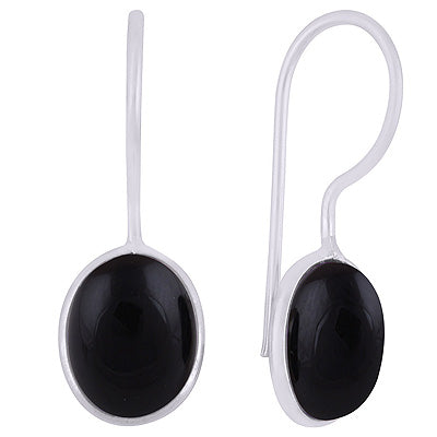Alluring Minimal Handmade Bezel Black Onyx Oval Shape 925 Sterling Solid Silver Earrings - R1501932-14