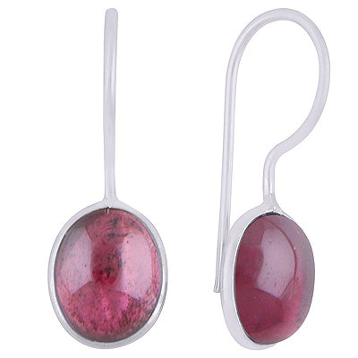 Alluring Minimal Handmade Bezel Garnet Oval Shape 925 Sterling Solid Silver Earrings - R1501932-2