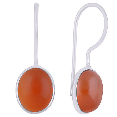 Alluring Minimal Handmade Bezel Carnelian Oval Shape 925 Sterling Solid Silver Earrings - R1501932-7