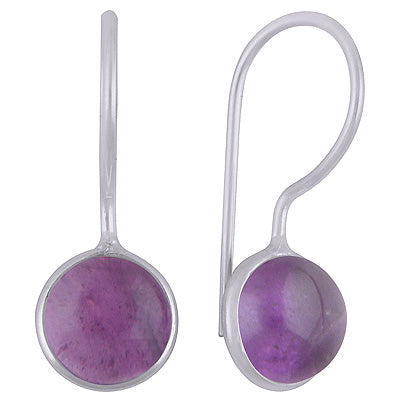 Gorgeous Minimal Handmade Bezel Amethyst Round Shape 925 Sterling Solid Silver Earrings - R1501933-1