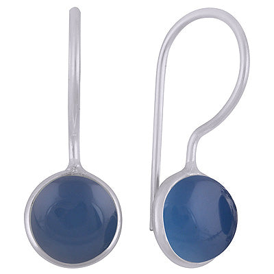 Gorgeous Minimal Handmade Bezel Blue Chalcedony Round Shape 925 Sterling Solid Silver Earrings - R1501933-11