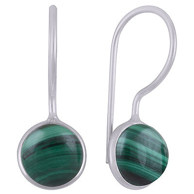 Gorgeous Minimal Handmade Bezel Malachite Round Shape 925 Sterling Solid Silver Earrings - R1501933-16