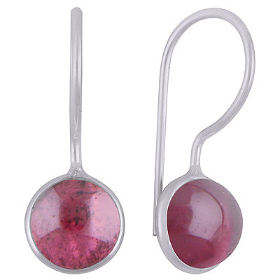 Gorgeous Minimal Handmade Bezel Garnet Round Shape 925 Sterling Solid Silver Earrings - R1501933-2