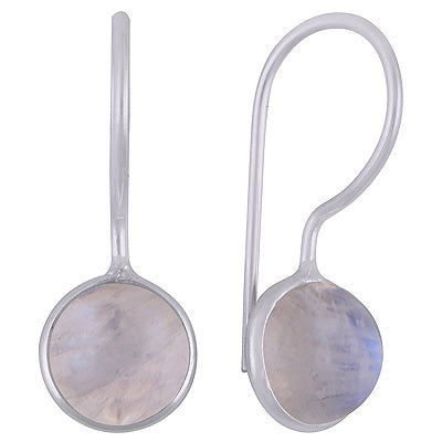 Gorgeous Minimal Handmade Bezel Rainbow Moonstone Round Shape 925 Sterling Solid Silver Earrings - R1501933-4