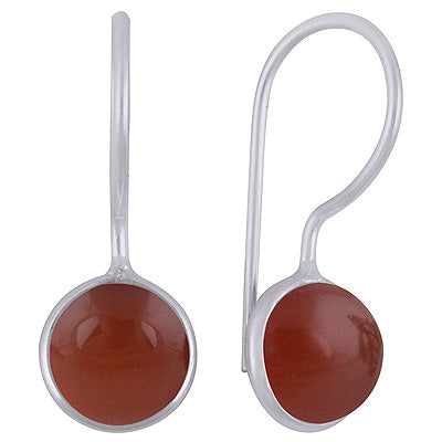Gorgeous Minimal Handmade Bezel Carnelian Round Shape 925 Sterling Solid Silver Earrings - R1501933-7