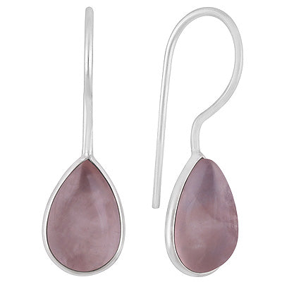 Stunning Minimal Handmade Bezel Rose Quartz Pear Shape 925 Sterling Solid Silver Earrings - R1501934-13