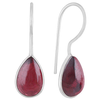 Stunning Minimal Handmade Bezel Garnet Pear Shape 925 Sterling Solid Silver Earrings - R1501934-2