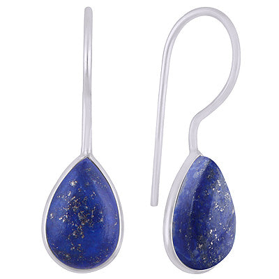 Stunning Minimal Handmade Bezel Lapis Pear Shape 925 Sterling Solid Silver Earrings - R1501934-6