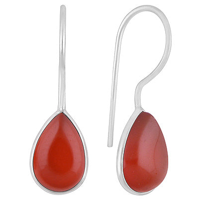 Stunning Minimal Handmade Bezel Carnelian Pear Shape 925 Sterling Solid Silver Earrings - R1501934-7