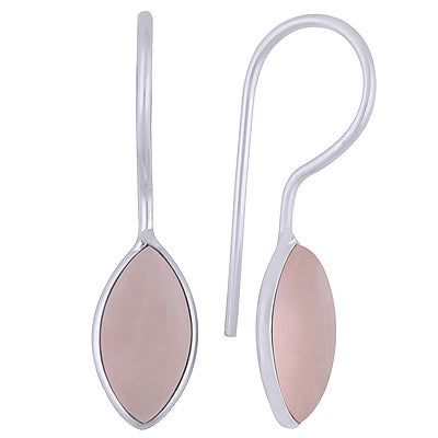 Beautifully Minimal Handmade Bezel Rose Quartz Marquise Shape 925 Sterling Solid Silver Dangle Earrings - R1501935-12