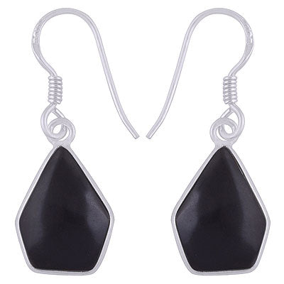 Beautiful Handmade Bezel Black Onyx Pentagon Shape 925 Sterling Solid Silver Dangle Earrings - R1501937-14