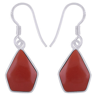 Beautiful Handmade Bezel Carnelian Pentagon Shape 925 Sterling Solid Silver Dangle Earrings - R1501937-6