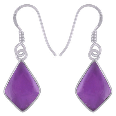 Beautifully Handcrafted Bezel With Gemstones Amethyst Kite Shape 925 Sterling Solid Silver Dangle Earrings - R1501938-15