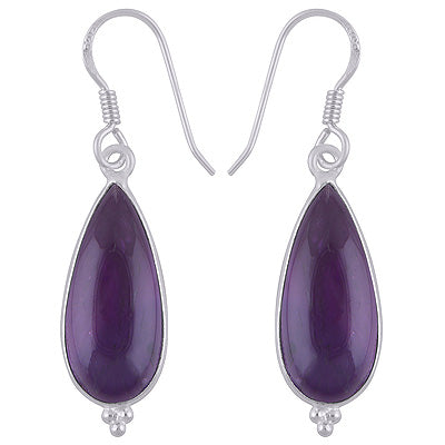 Stunning Rawa Work Around Bezel Amethyst Pear Shape 925 Sterling Solid Silver Dangle Earrings - R1501940-14