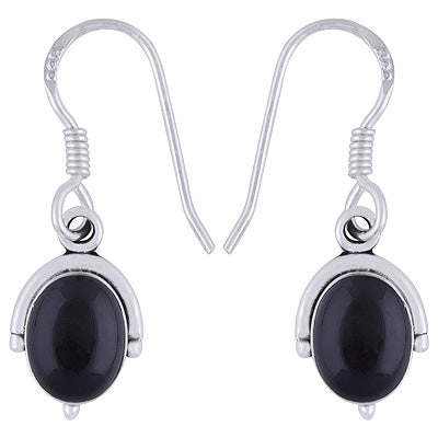 Gorgeous Handcrafted Work Around Black Onyx Oval Shape 925 Sterling Solid Silver Dangle Earrings - R1501946-11