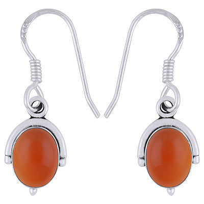 Gorgeous Handcrafted Work Around Carnelian Oval Shape 925 Sterling Solid Silver Dangle Earrings - R1501946-12