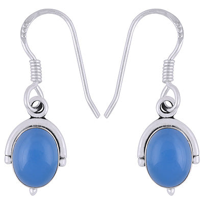 Gorgeous Handcrafted Work Around Blue Chalcedony Oval Shape 925 Sterling Solid Silver Dangle Earrings - R1501946-14