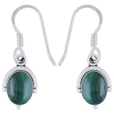 Gorgeous Handcrafted Work Around Malachite Oval Shape 925 Sterling Solid Silver Dangle Earrings - R1501946-15