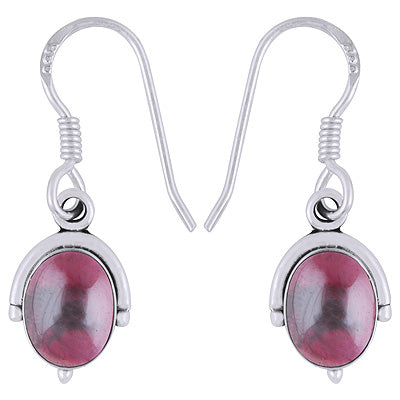Gorgeous Handcrafted Work Around Garnet Oval Shape 925 Sterling Solid Silver Dangle Earrings - R1501946-2