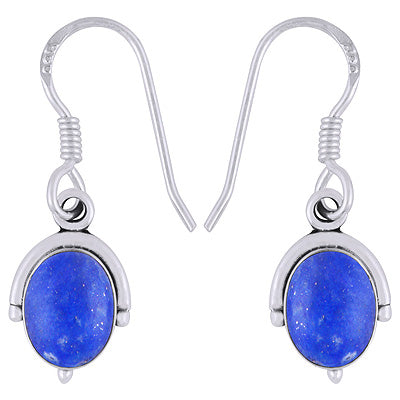 Gorgeous Handcrafted Work Around Lapis Oval Shape 925 Sterling Solid Silver Dangle Earrings - R1501946-6
