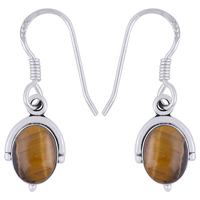 Gorgeous Handcrafted Work Around Tiger's Eye Oval Shape 925 Sterling Solid Silver Dangle Earrings - R1501946-8