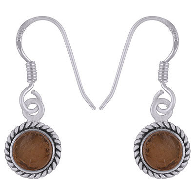 Alluring Twisted Wire Work Around Citrine Round Shape 925 Sterling Solid Silver Dangle Earrings - R1501954-3