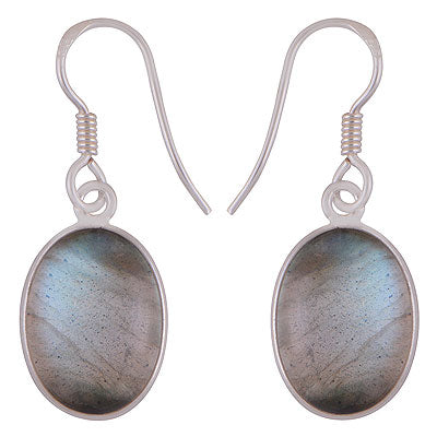 Alluring Elongated Gemstone Bezel Labradorite Doublet Oval Shape 925 Sterling Solid Silver Dangle Earrings - R1501956-2
