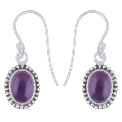 Beautiful Rawa Work Around Amethyst Oval Shape 925 Sterling Solid Silver Dangle Earrings - R1501964-51
