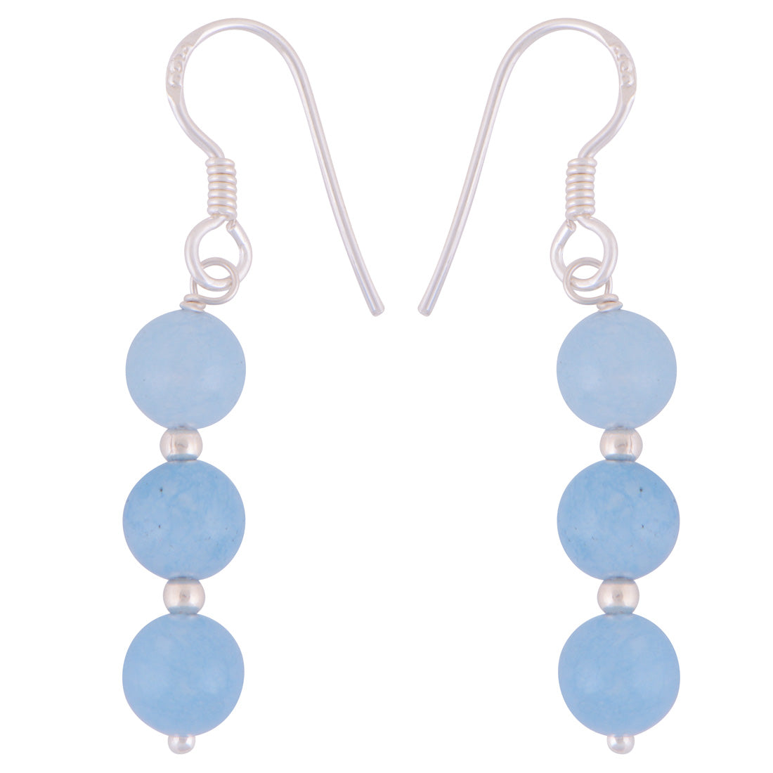 Beautiful Multiple Gemstone Beads Aqua Chalcedony Round Shape 925 Sterling Solid Silver Dangle Earrings - R1501966-47