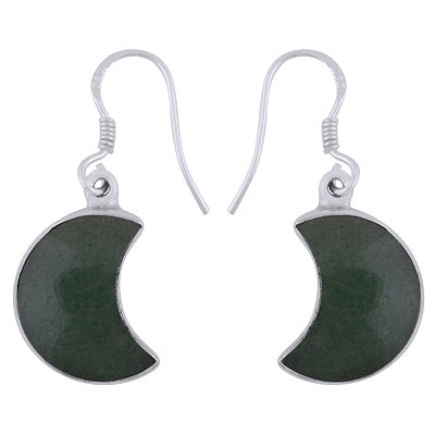 Alluring Gemstone Green Aventurine Moon Shape 925 Sterling Solid Silver Dangle Earrings - R1501973-15