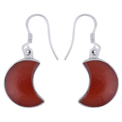 Alluring Gemstone Carnelian Moon Shape 925 Sterling Solid Silver Dangle Earrings - R1501973-6