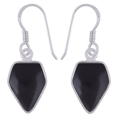 Beautiful Handmade Bezel Black Onyx Pentagon Shape 925 Sterling Solid Silver Dangle Earrings - R1501977-12