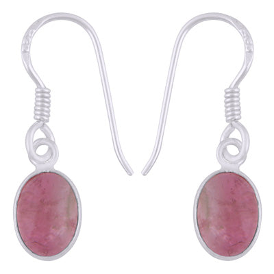 Alluring Plain Bezel Tourmaline Oval Shape 925 Sterling Solid Silver Dangle Earrings - R1501987-2