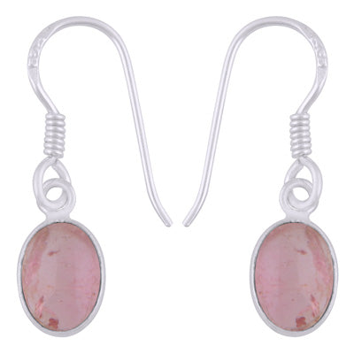 Alluring Plain Bezel Tourmaline Oval Shape 925 Sterling Solid Silver Dangle Earrings - R1501987-3