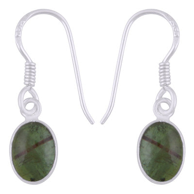 Alluring Plain Bezel Tourmaline Oval Shape 925 Sterling Solid Silver Dangle Earrings - R1501987-6